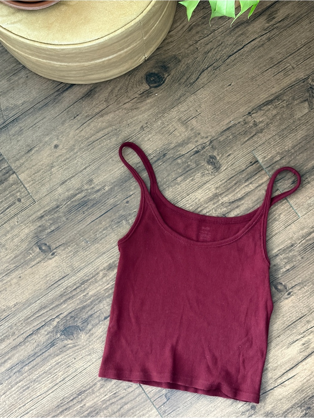 Brandy Melville Burgundy Ribbed Spaghetti Strap Camisole